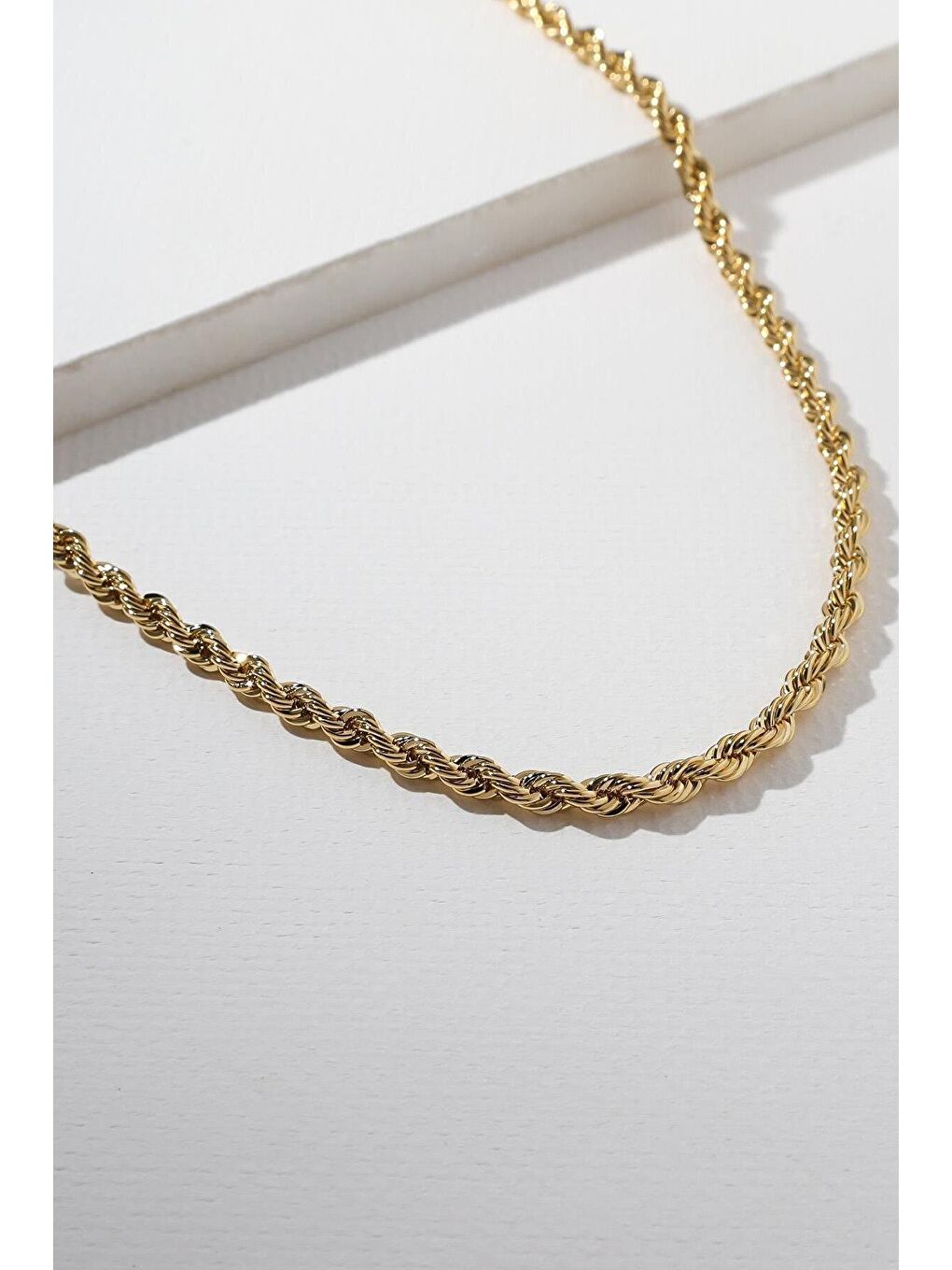 Sarı Altın Kaplama Vintage Burgu Zincir Kolye-1