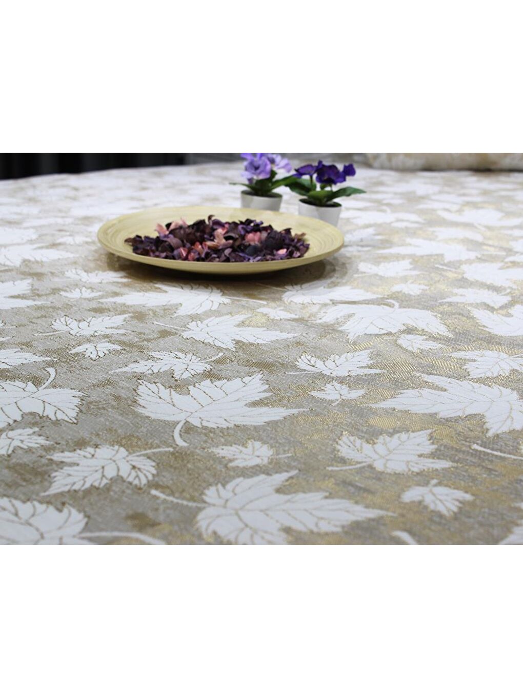 Karışık Çınar Tek Kişilik Jakarlı Yatak Örtüsü Gold-1