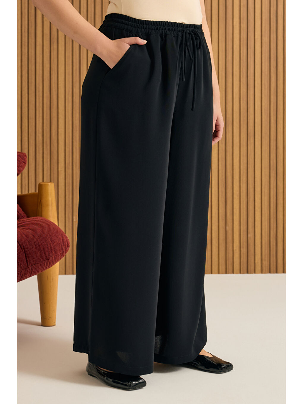 Siyah Beli Lastikli Pantolon Etek-3