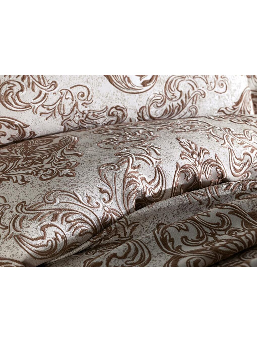 Sude Jakarlı Yatak Örtüsü Kahverengi-1