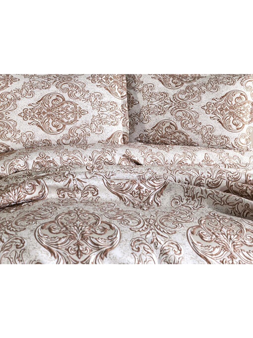 Sude Jakarlı Yatak Örtüsü Kahverengi-2