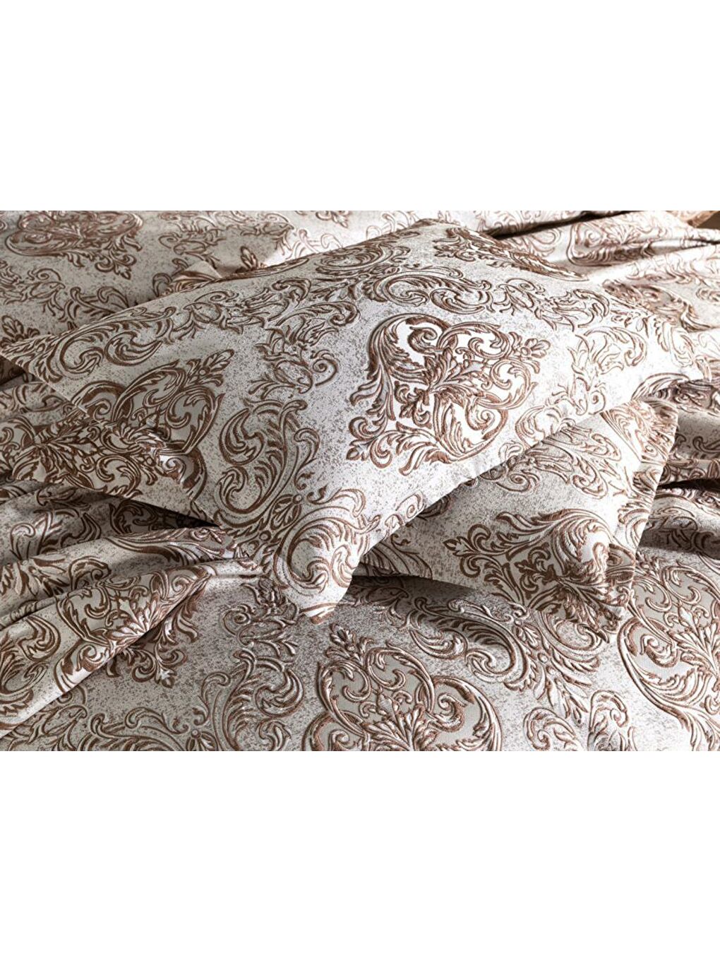 Sude Jakarlı Yatak Örtüsü Kahverengi-4