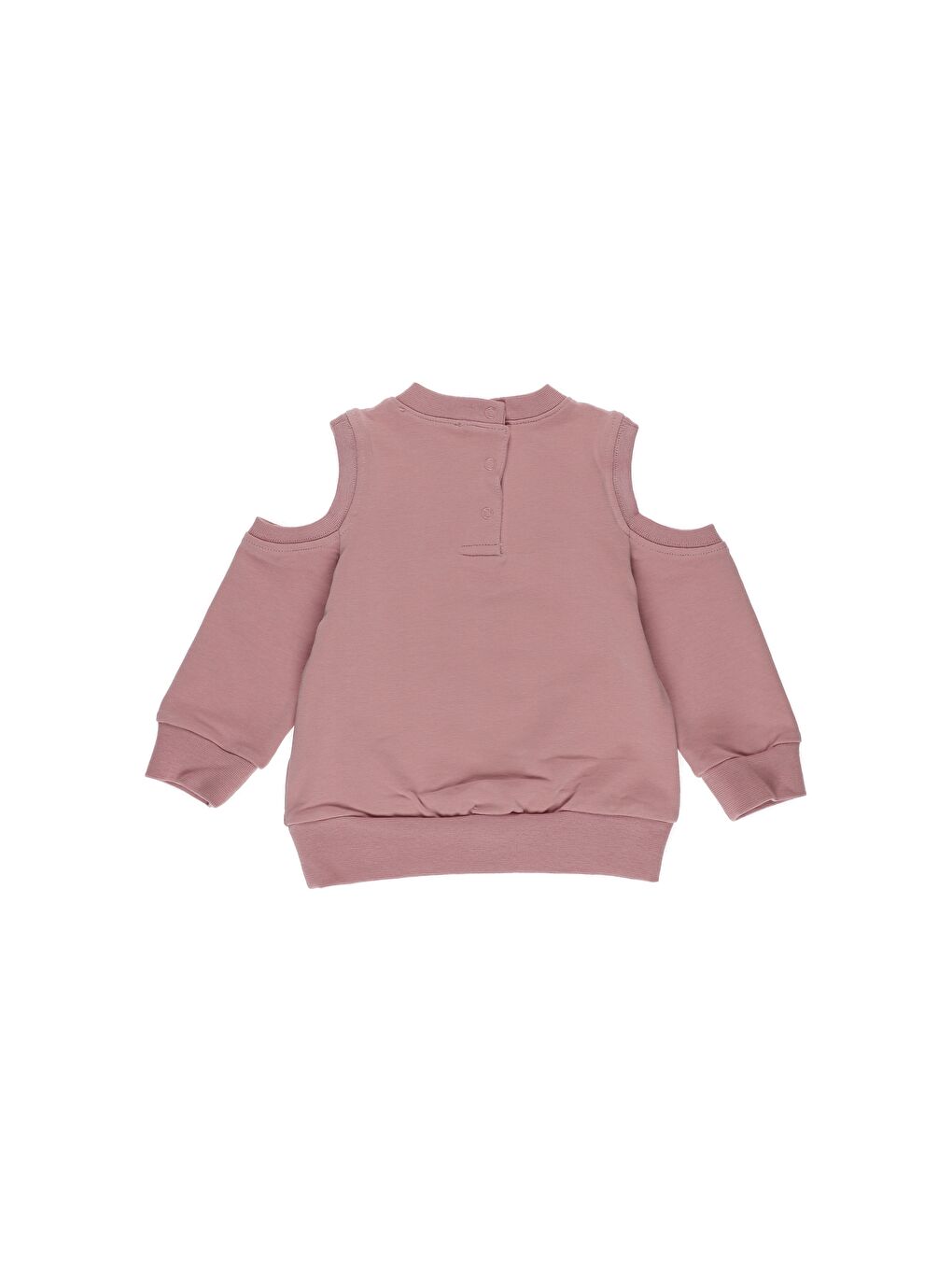 Panço Pembe Kız Çocuk  Omuz Detaylı Baskılı Sweatshirt - 1