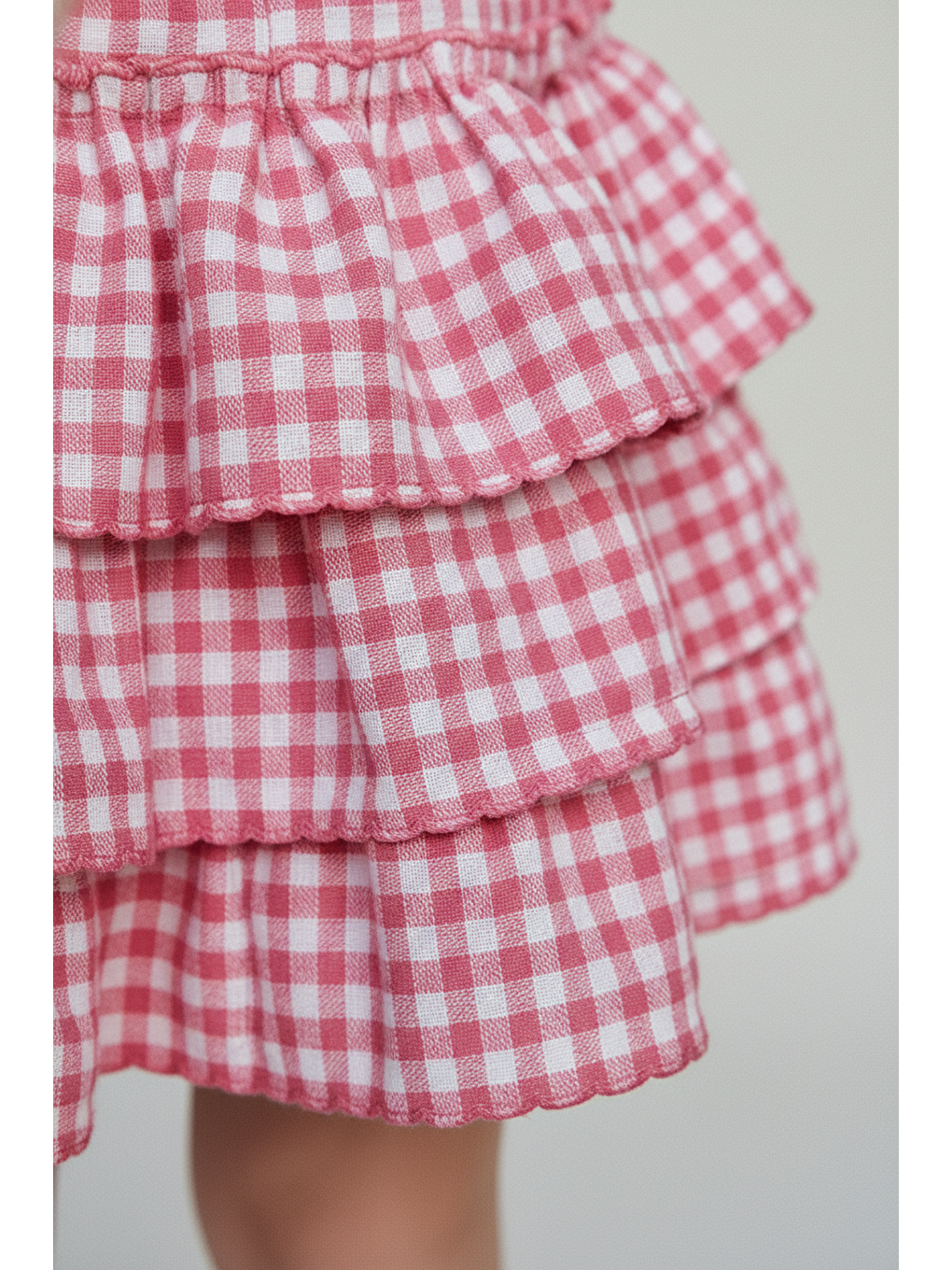 Beyaz Kız Çocuk Pamuklu Ekru Kiraz Baskılı T-Shirt Ve Pembe Pötikare Etek Takım-1