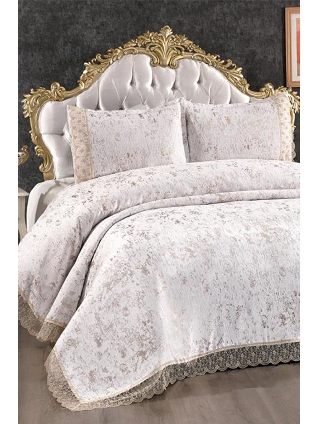 Karışık Yonca Yatak Örtüsü Krem Cappucino-5