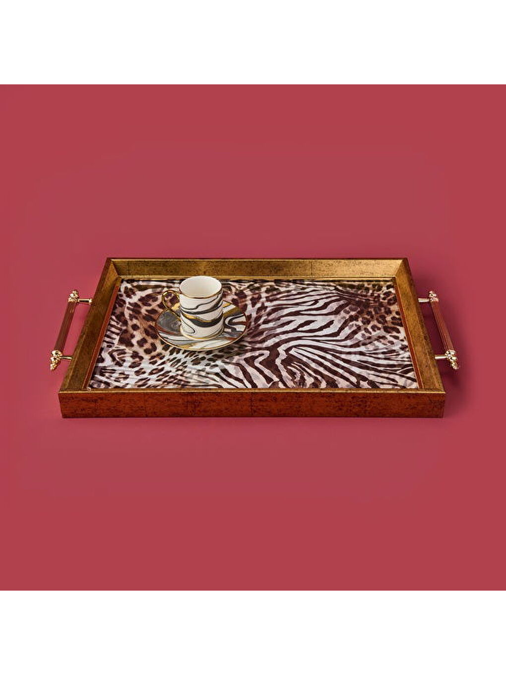 Karışık Kitchen Leopar Desenli Akrilik Tepsi - Renkli - 49 cm-1