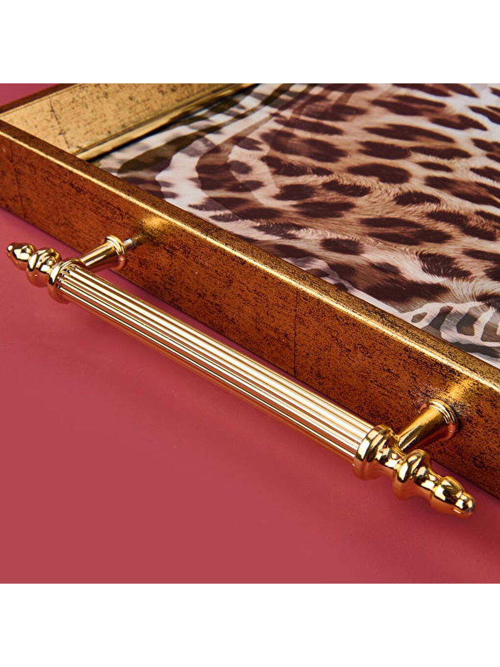 Karışık Kitchen Leopar Desenli Akrilik Tepsi - Renkli - 49 cm-2