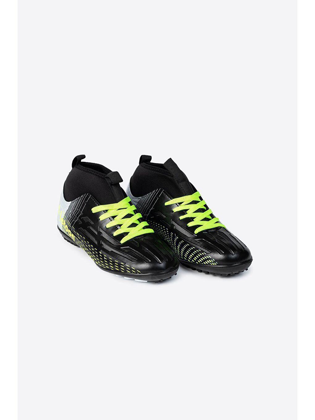 Siyah Yuvarlak Burunlu Çoraplı Bağcıklı Erkek Çocuk Krampon Ayakkabı