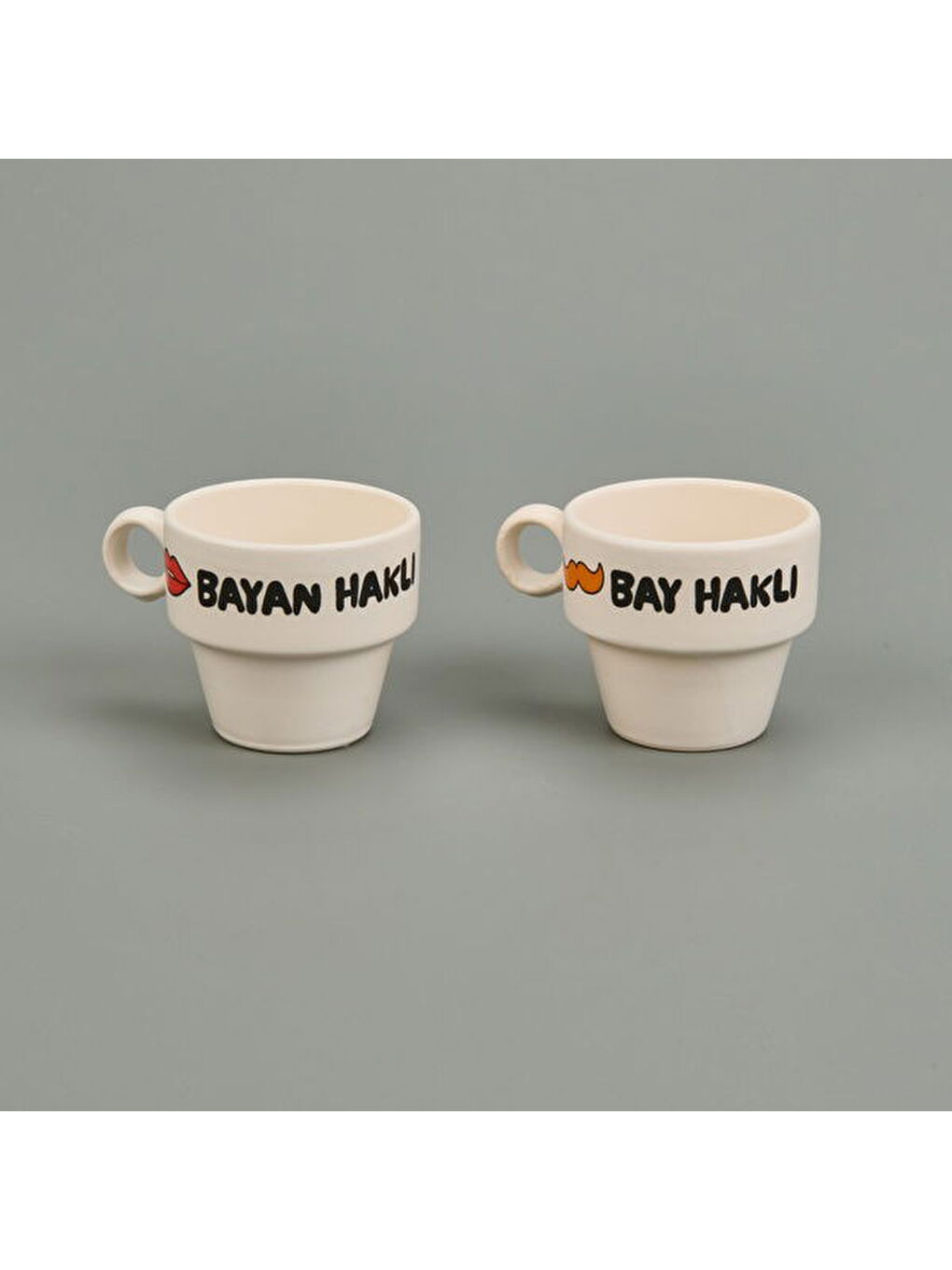 Karışık Bay Haklı ve Bayan Haklı 2'li Espresso Fincanı - Renkli - 90 ml-1