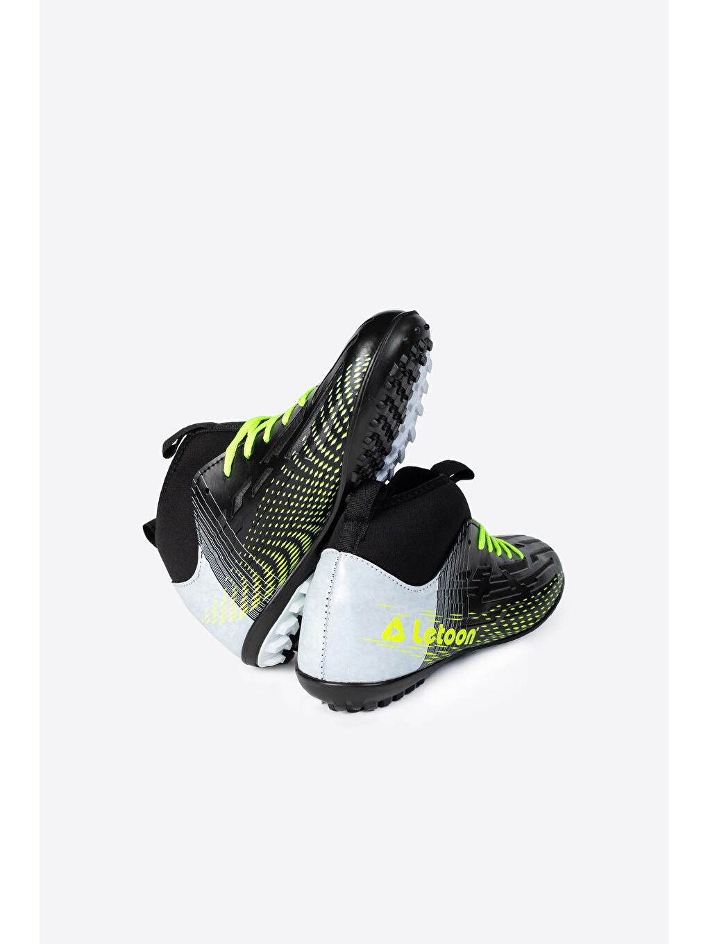 Siyah Yuvarlak Burunlu Çoraplı Bağcıklı Erkek Çocuk Krampon Ayakkabı-1