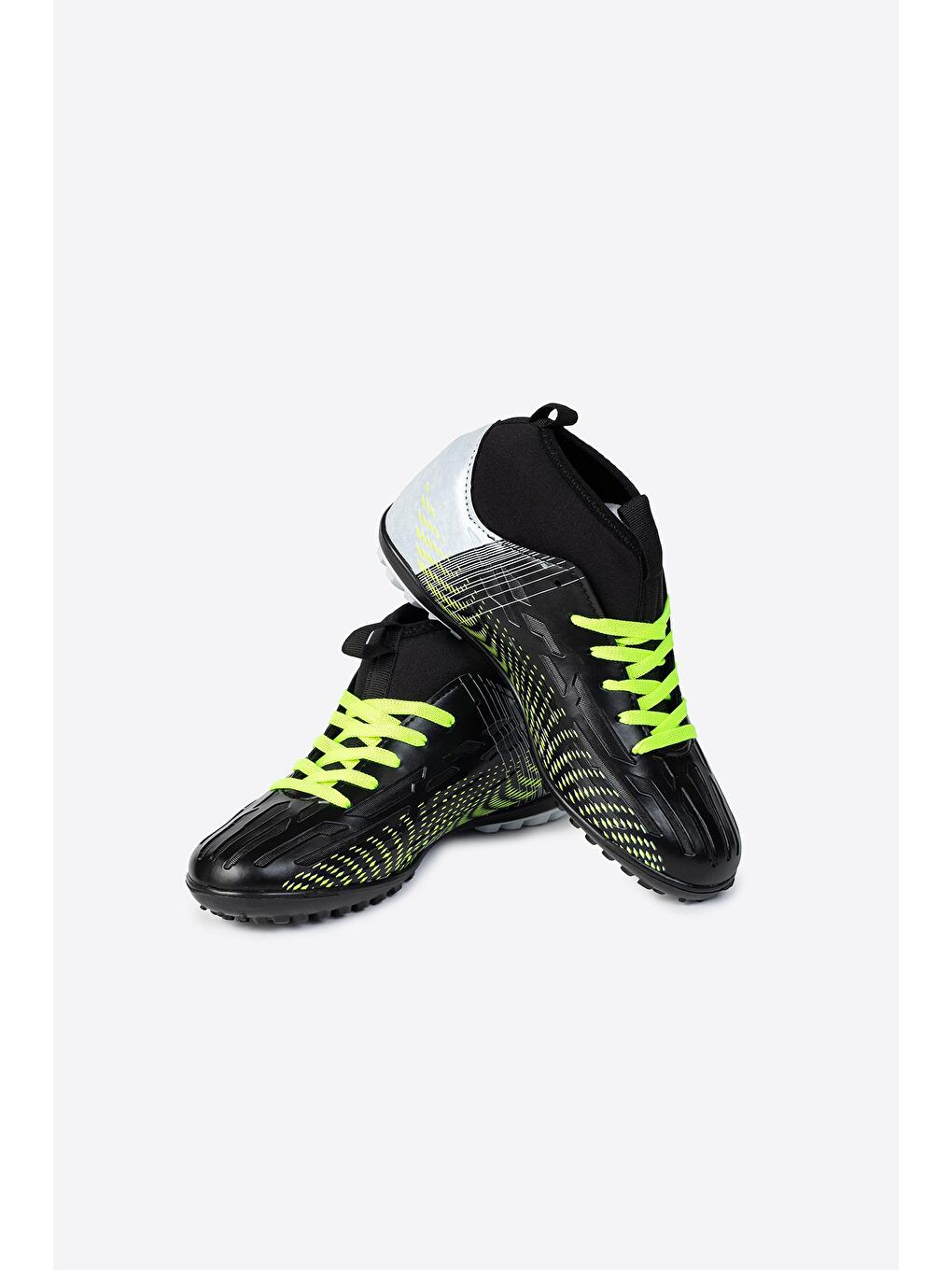 Siyah Yuvarlak Burunlu Çoraplı Bağcıklı Erkek Çocuk Krampon Ayakkabı-2