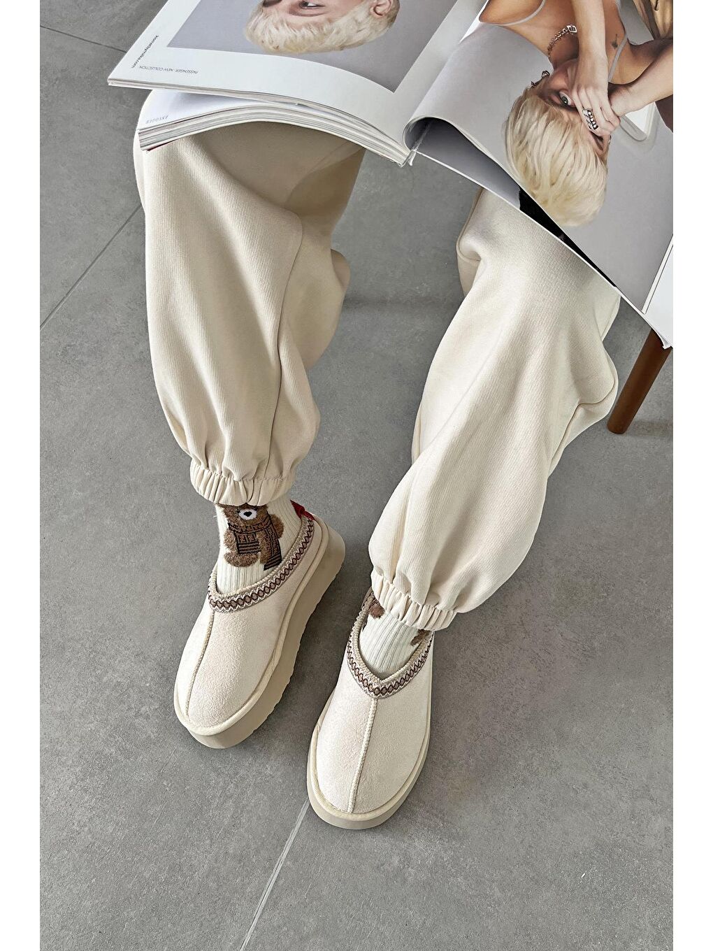 Belis Kadın Düz Taban Ev Terliği Bej-2