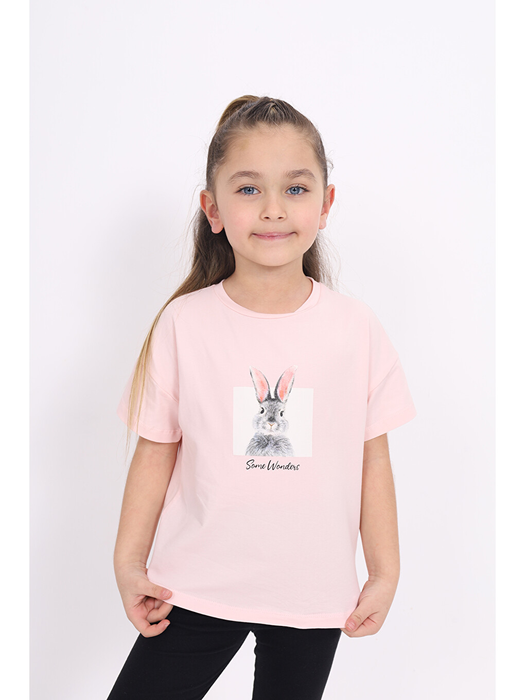 Pembe Kız Çocuk Baskılı Tişört