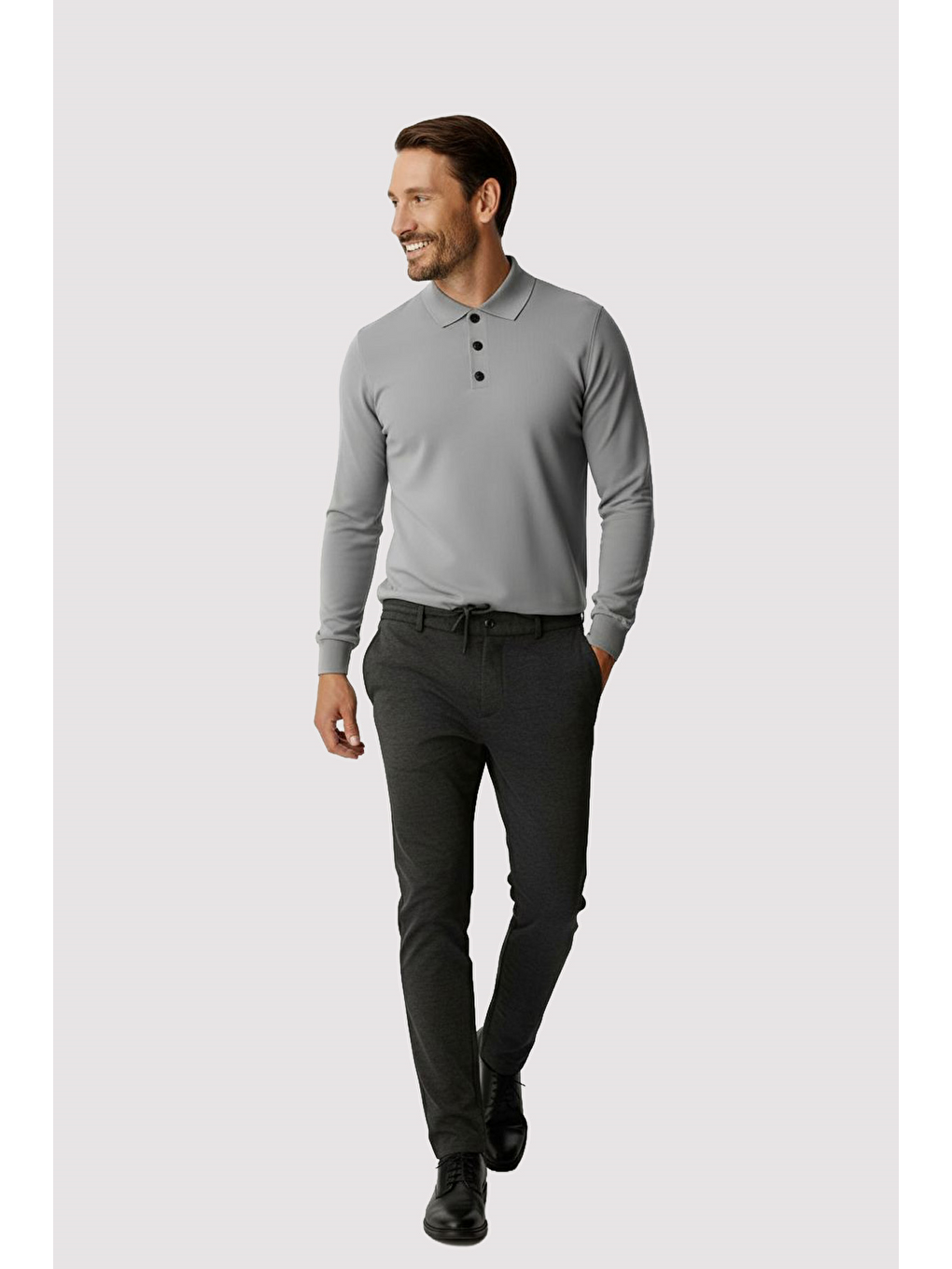 Antrasit Beli Lastikli İpli Erkek Pantolon – Konfor Kalıp-1