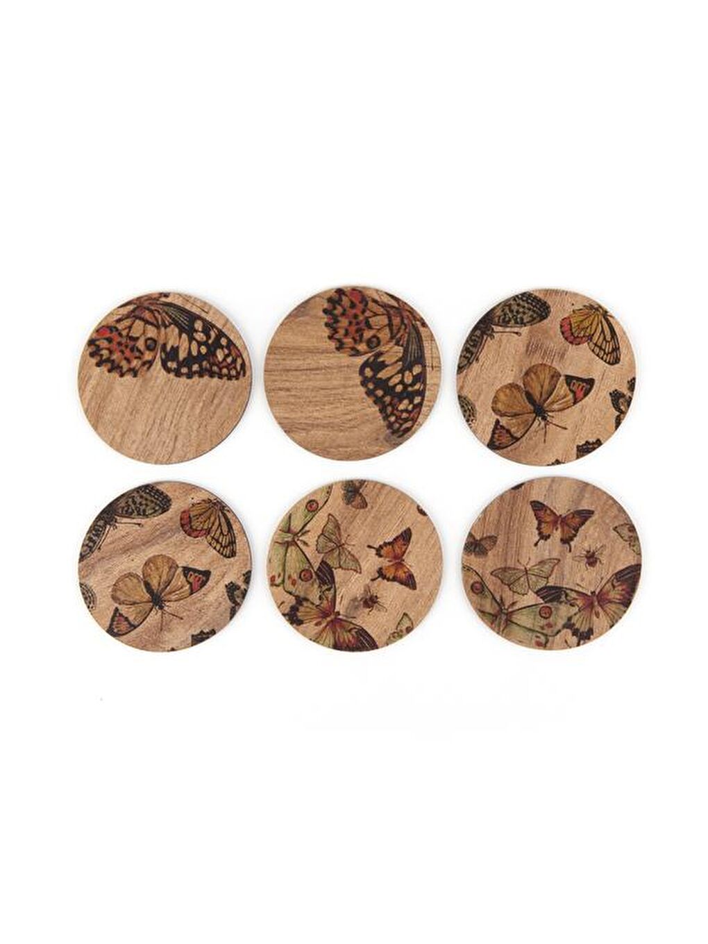 6'lı Kelebek Bardak Altlığı - Kahverengi - 10 cm-1