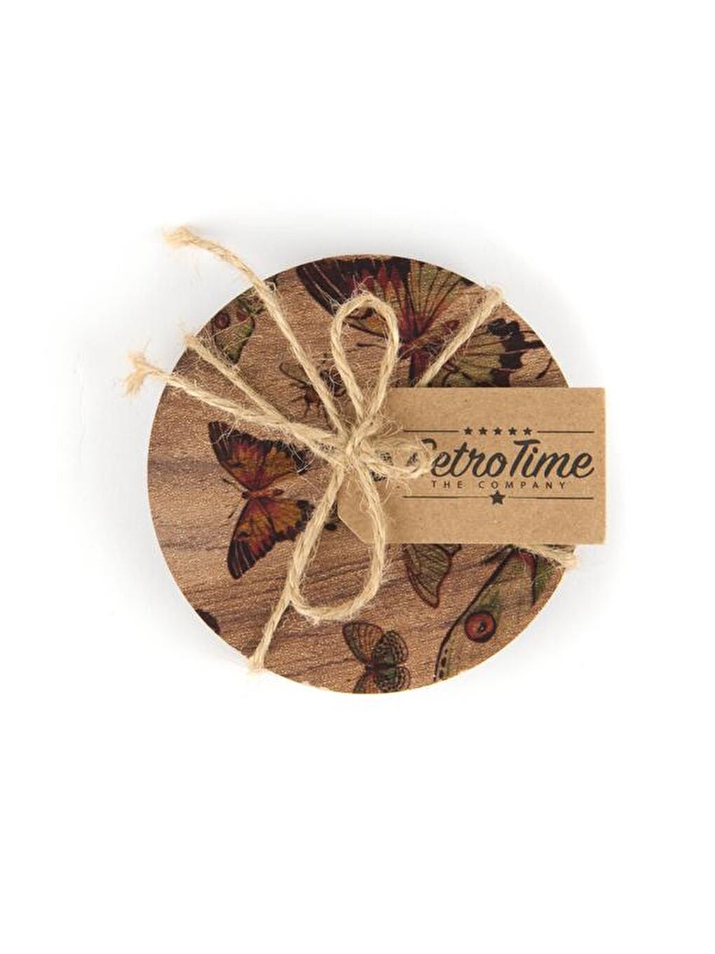 6'lı Kelebek Bardak Altlığı - Kahverengi - 10 cm-2