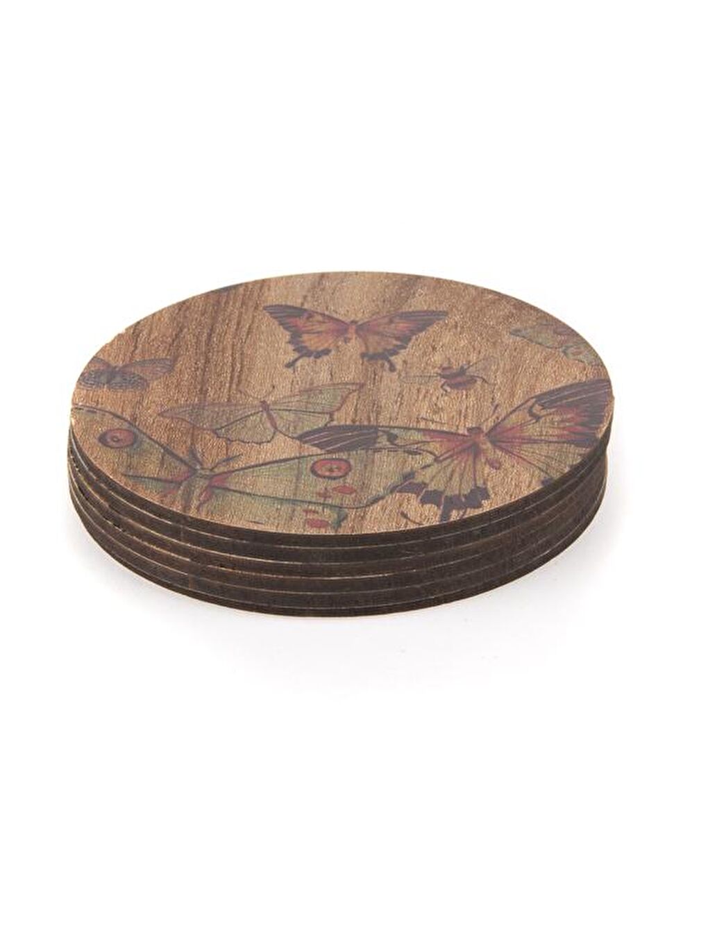 6'lı Kelebek Bardak Altlığı - Kahverengi - 10 cm-3