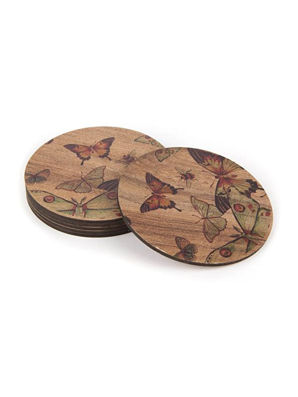 6'lı Kelebek Bardak Altlığı - Kahverengi - 10 cm-4