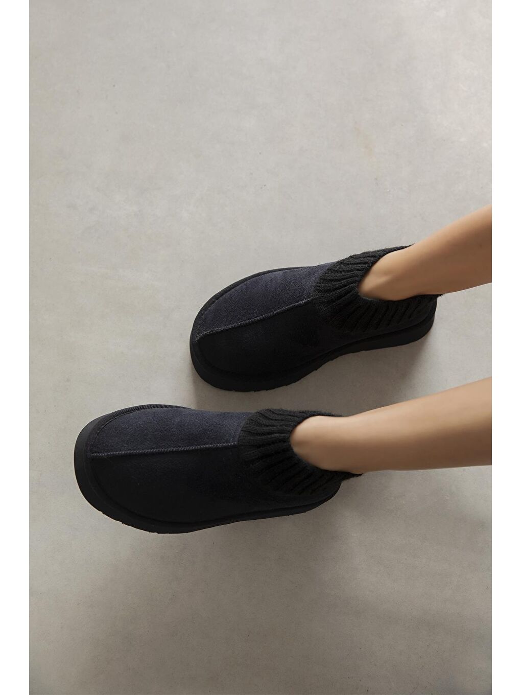 Yuki Kadın Triko Detay Ev Terliği Siyah