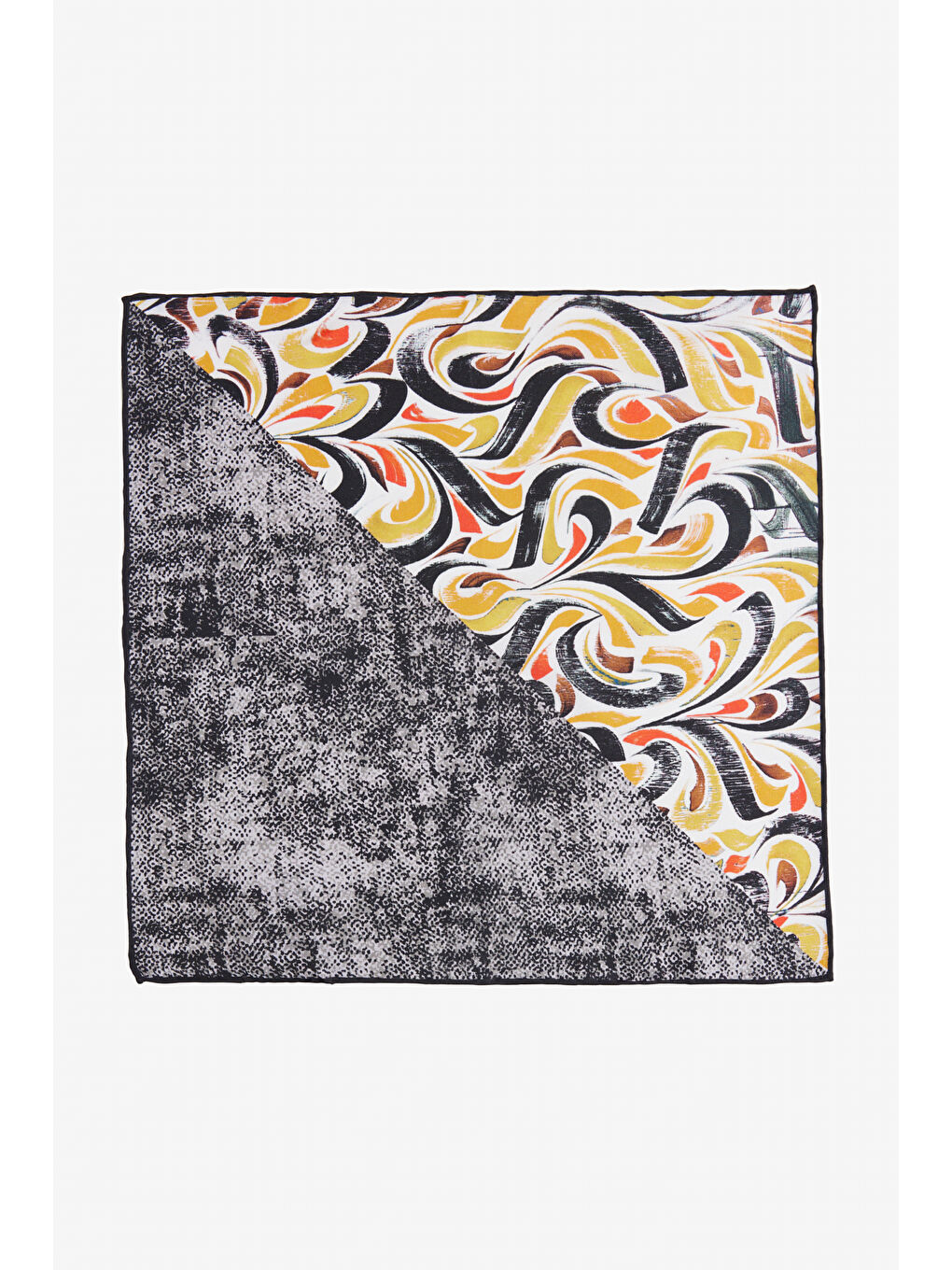 Erkek Siyah-Sarı Desenli İpek Mendil-1