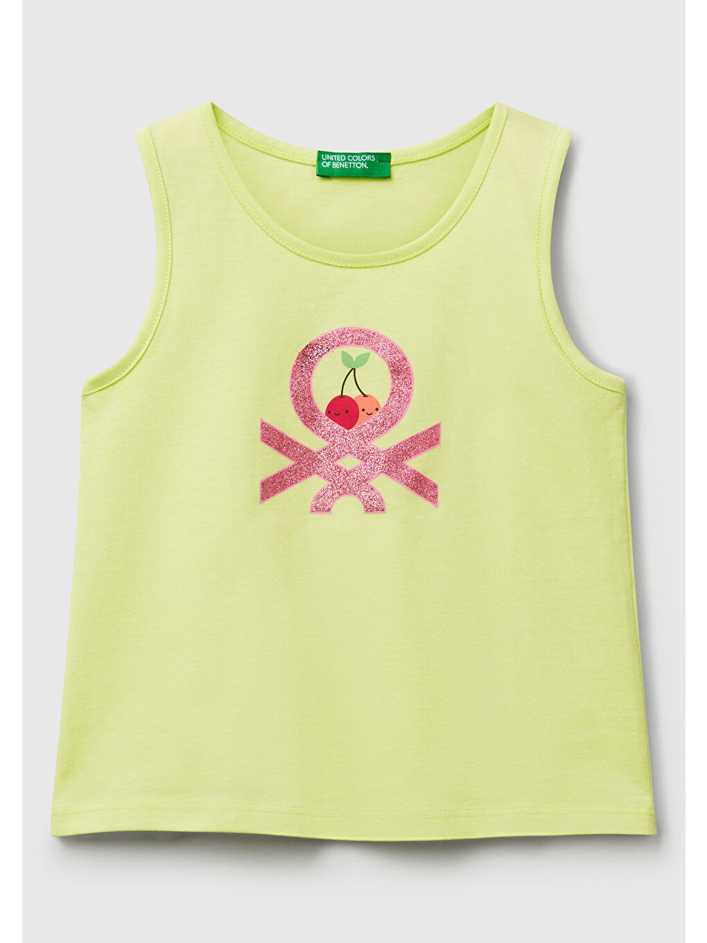 Kız Çocuk Sarı Simli Benetton Logo Baskılı Atlet