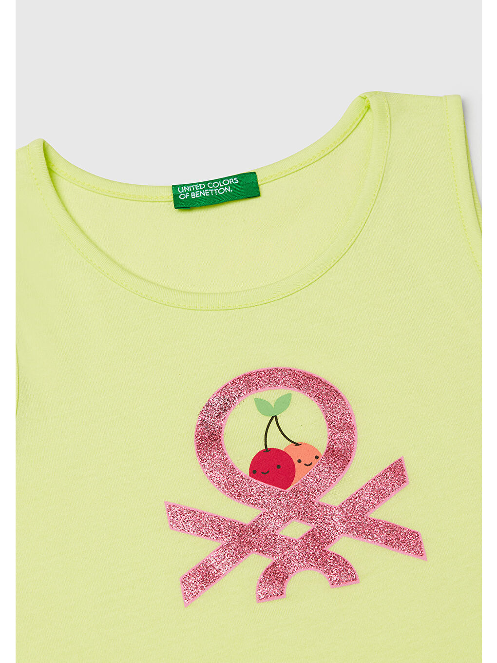 Kız Çocuk Sarı Simli Benetton Logo Baskılı Atlet-2