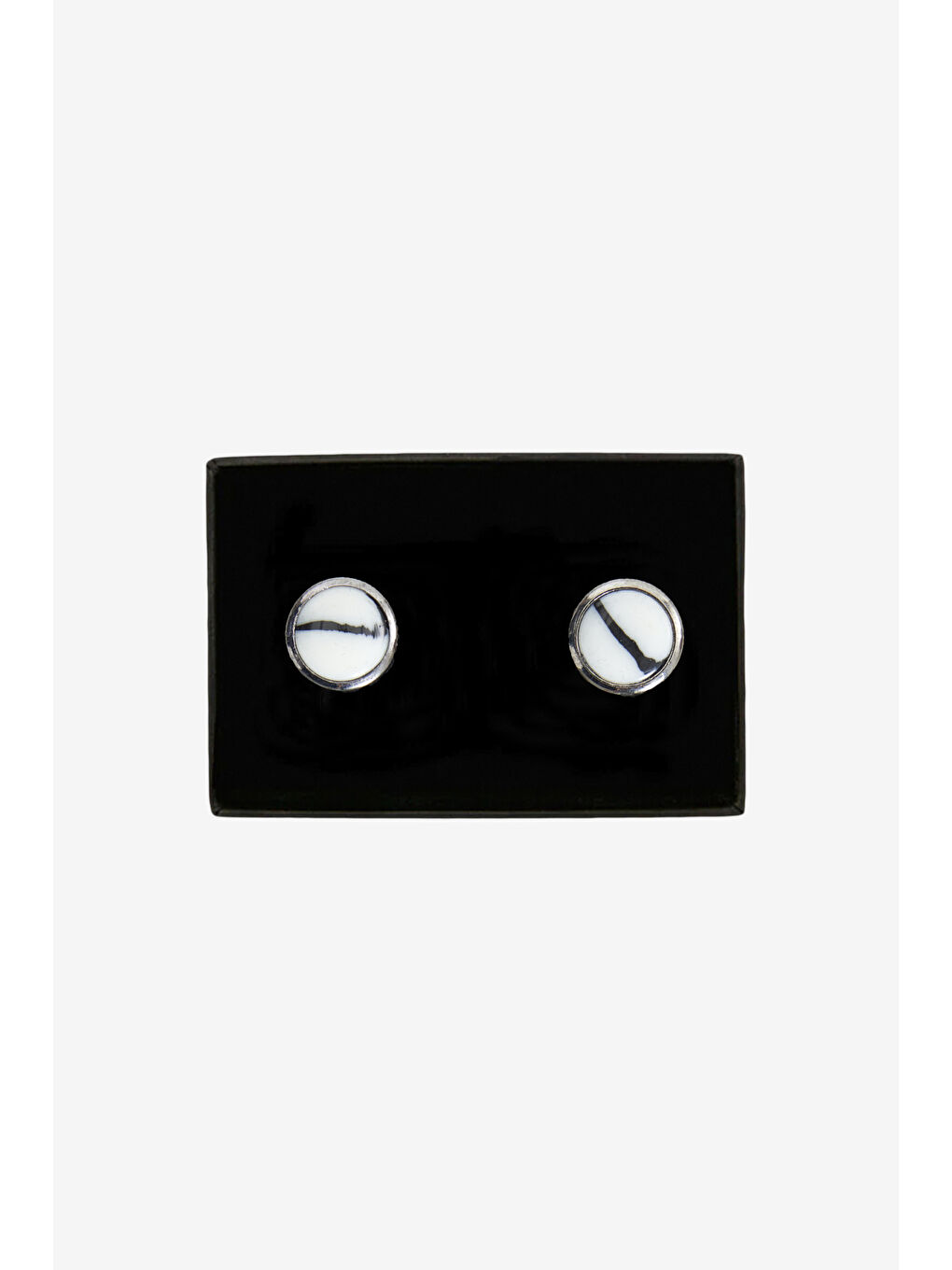 Erkek Siyah-Beyaz Metal Kol Düğmesi