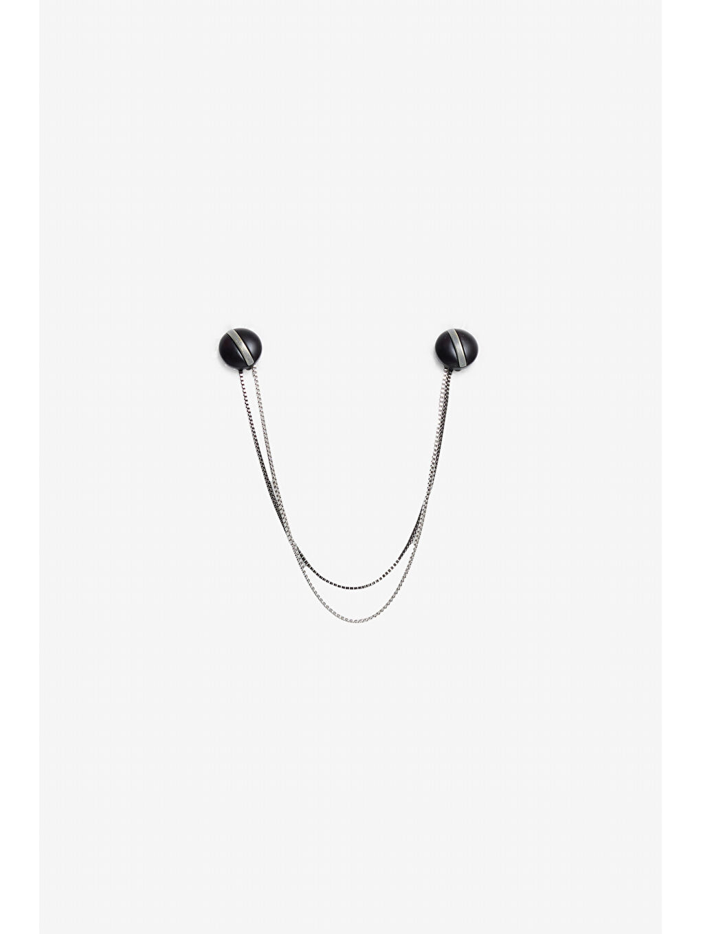 Erkek Gri-Siyah Metal Gümüş Renk Broş