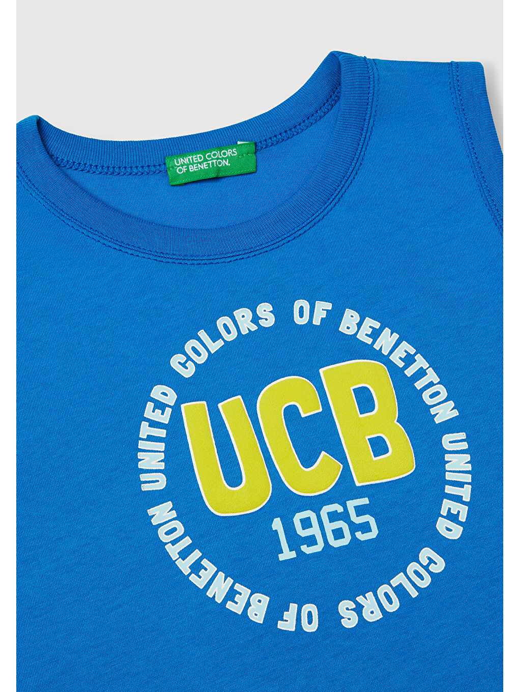 Erkek Çocuk Saks Mavi Benetton Logo Baskılı Kabartma Detaylı Atlet-2