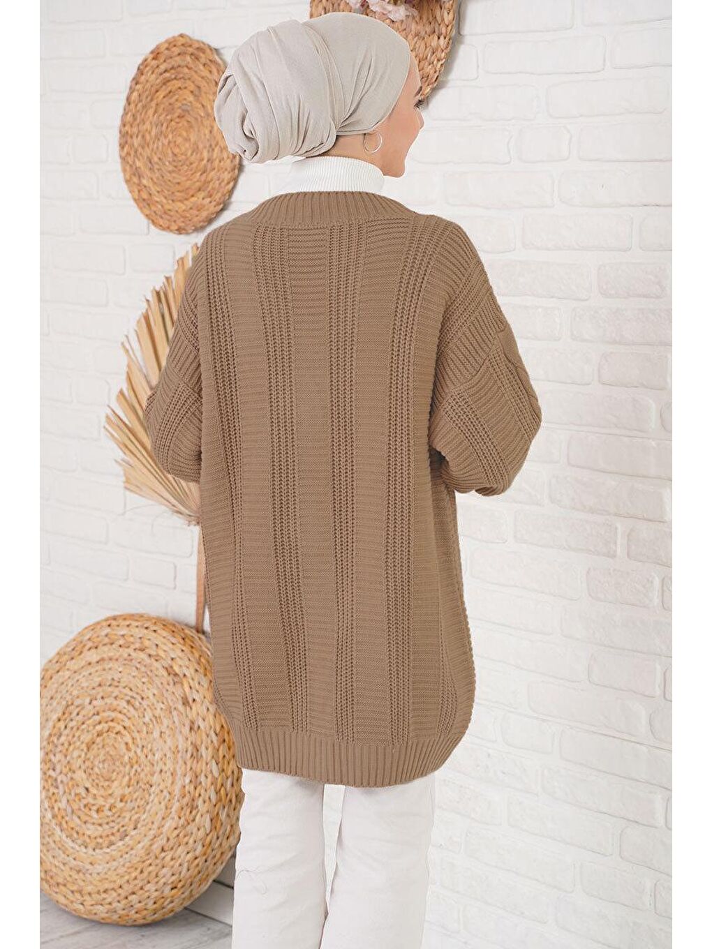 Pembe 15768 Tesettür Triko Hırka - A.Gül Kurusu-1