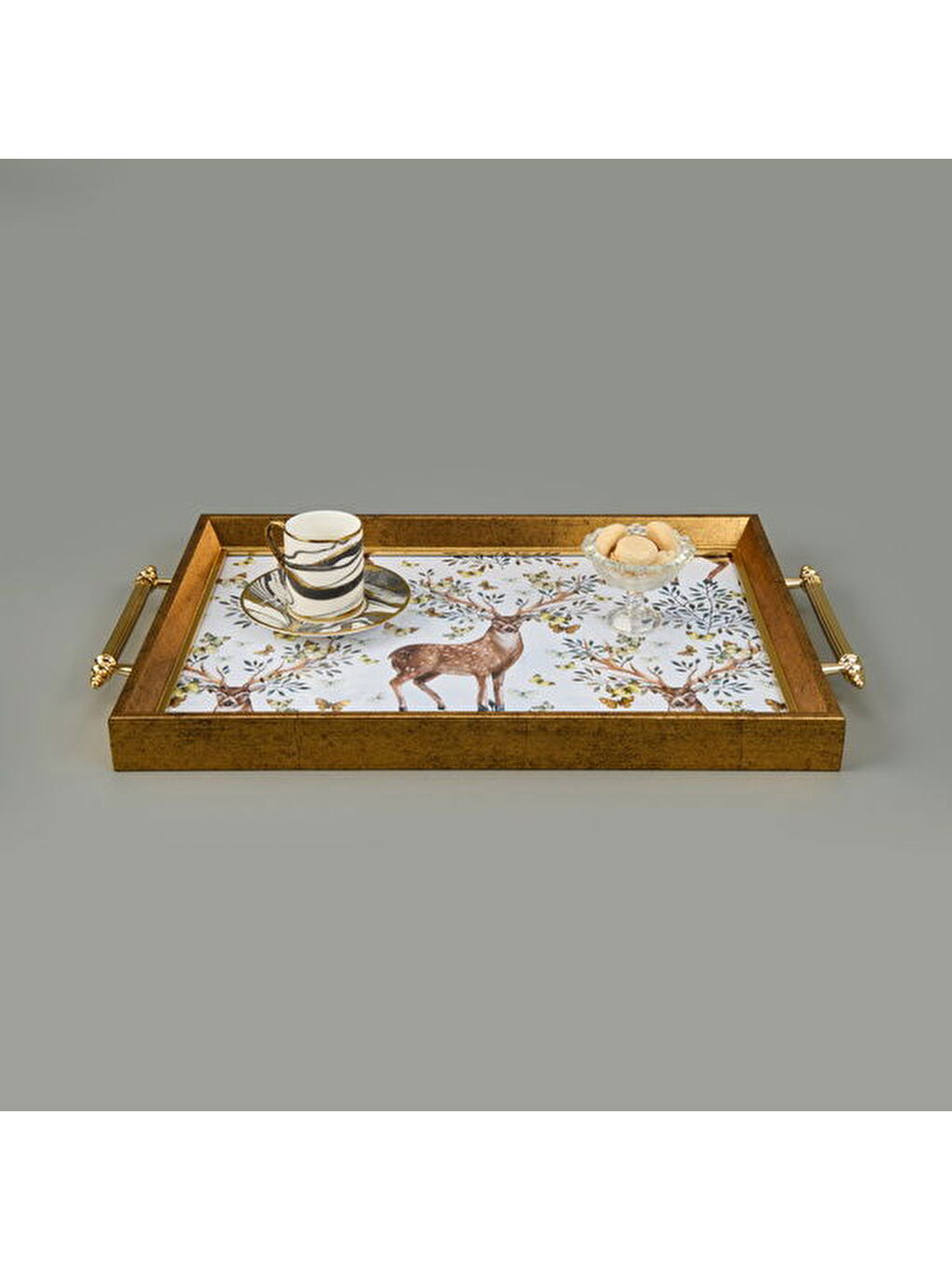 Karışık Kitchen Geyik Desenli Akrilik Tepsi - Renkli - 49 cm-2