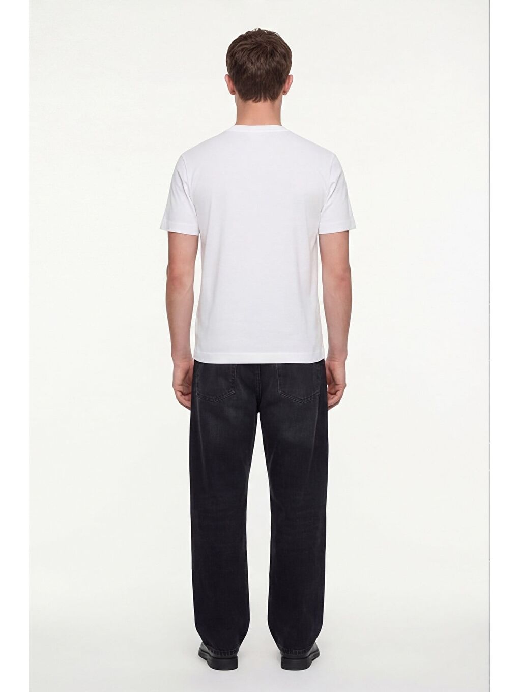 Erkek Ekru Normal Kesim Regular Fit %100 Pamuk Dokuma Bisiklet Yaka Basic T-Shirt-3