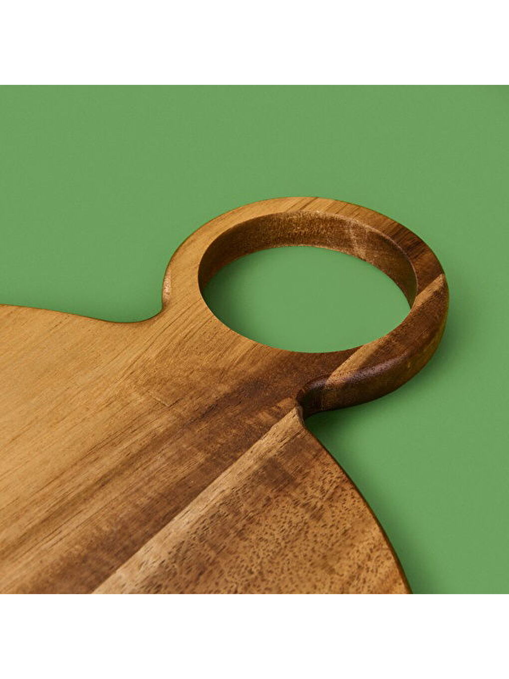 Akasya Yuvarlak Halkalı Kesim Tahtası - Kahverengi - 38x28 cm-2