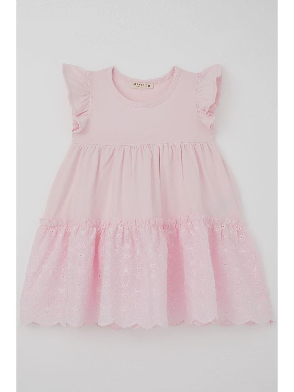 Kız Çocuk Elbise Çiçek Nakışlı Dantel Detaylı Pembe (3-8 Yaş)-2