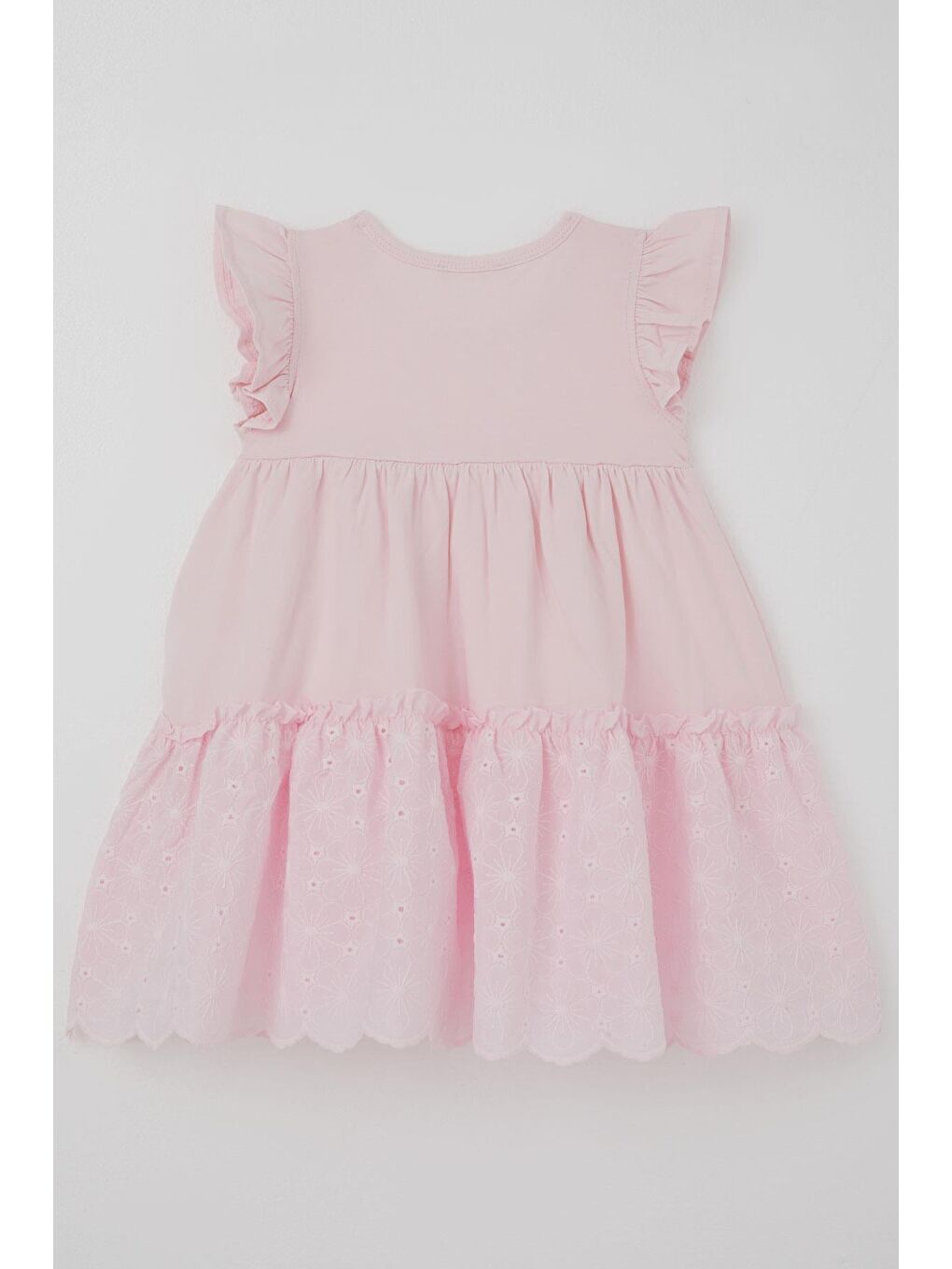 Kız Çocuk Elbise Çiçek Nakışlı Dantel Detaylı Pembe (3-8 Yaş)-3