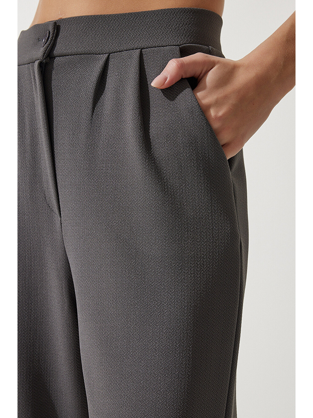 Elastanlı Rahat Palazzo Örme Pantolon Gri Lrv0019-3
