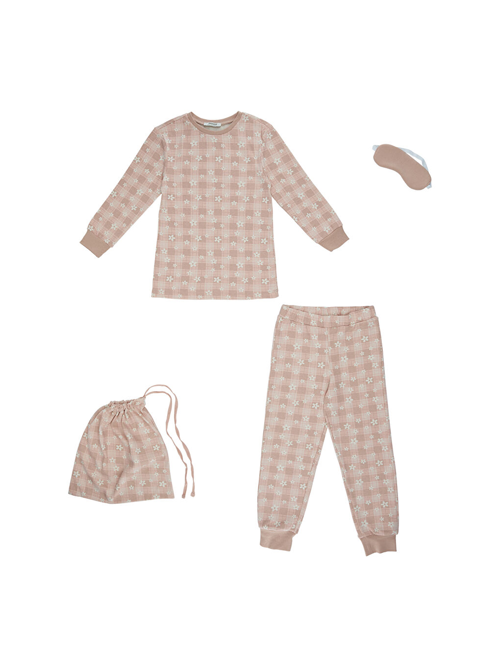 Pembe Kız Çocuk Çiçek Desenli Pijama Takımı