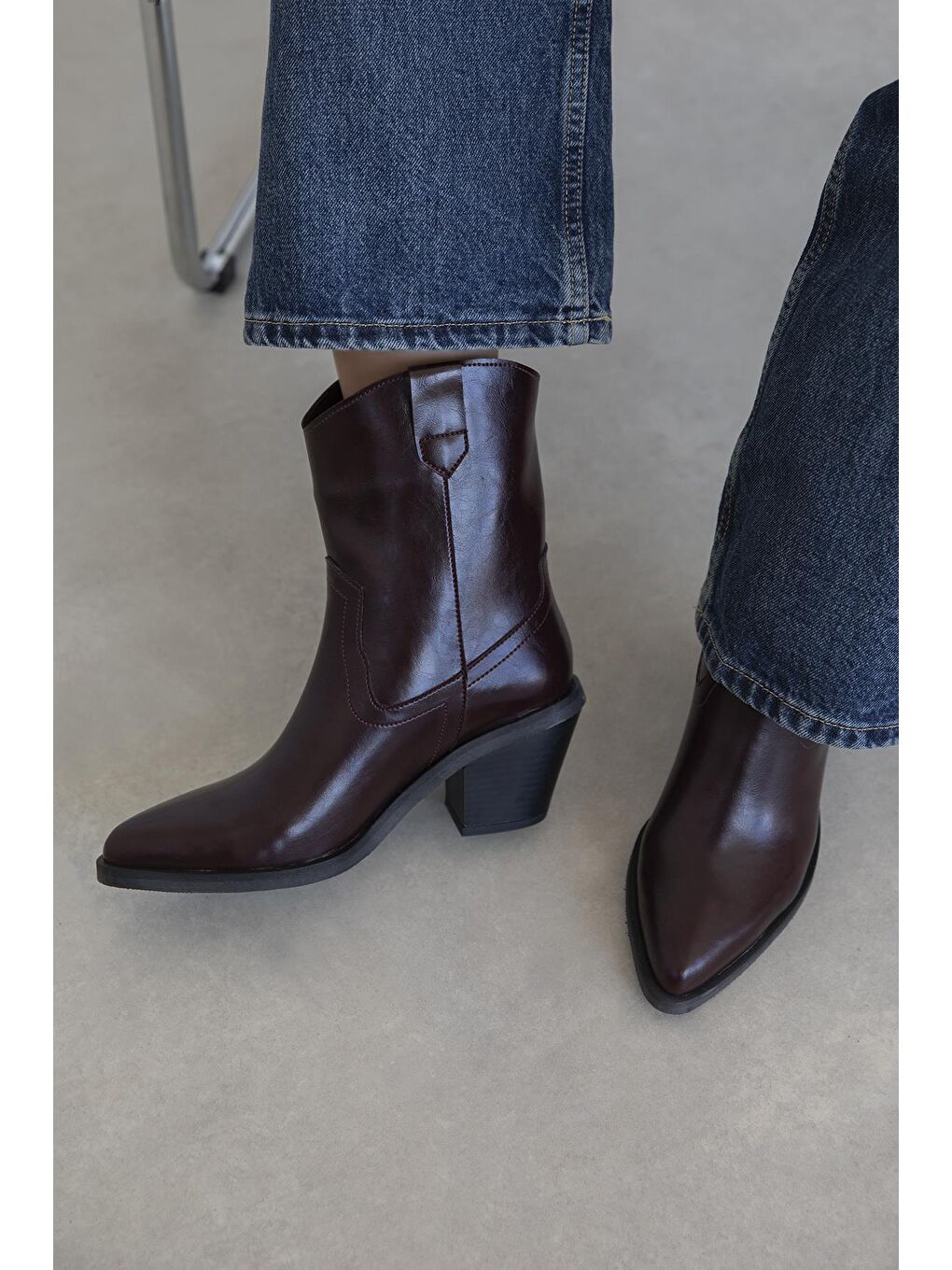 Maven Kadın Kırışık Deri Topuklu Bot Bordo-1