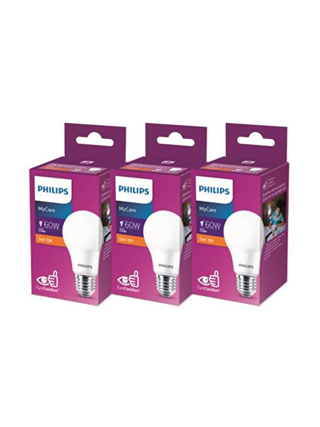 Beyaz LedBulb 8-60W 720Lm E27 New Gen 3’Lü Ampul - 2700K - Sarı Işık-1