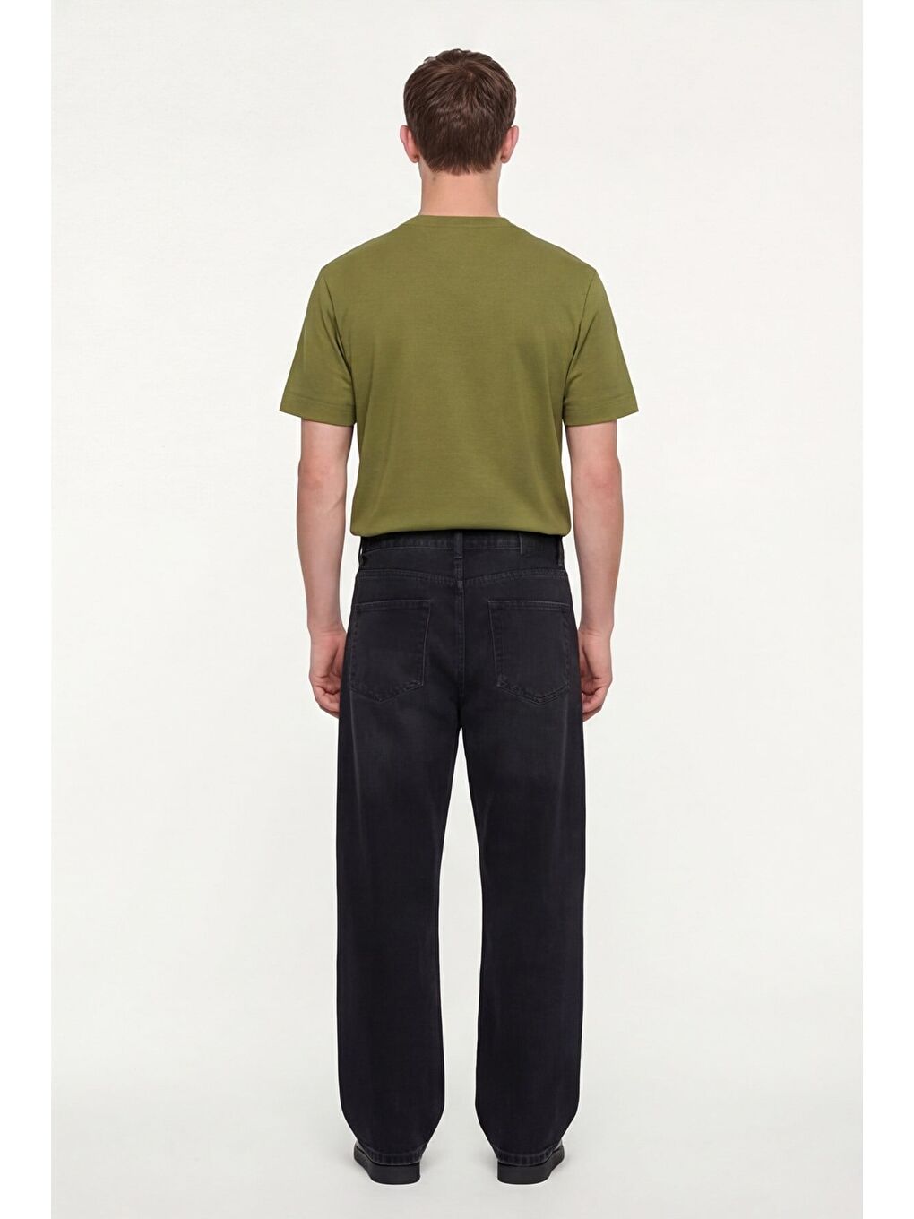 Erkek Fıstık Yeşili Normal Kesim Regular Fit %100 Pamuk Dokuma Bisiklet Yaka Basic T-Shirt-3