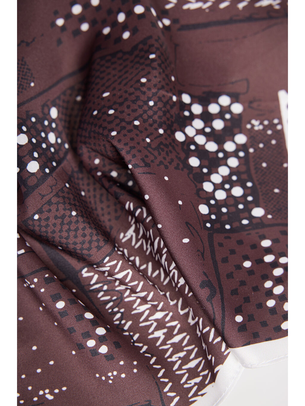 Kahverengi Erkek Kahve-Bej Desenli Mendil-2