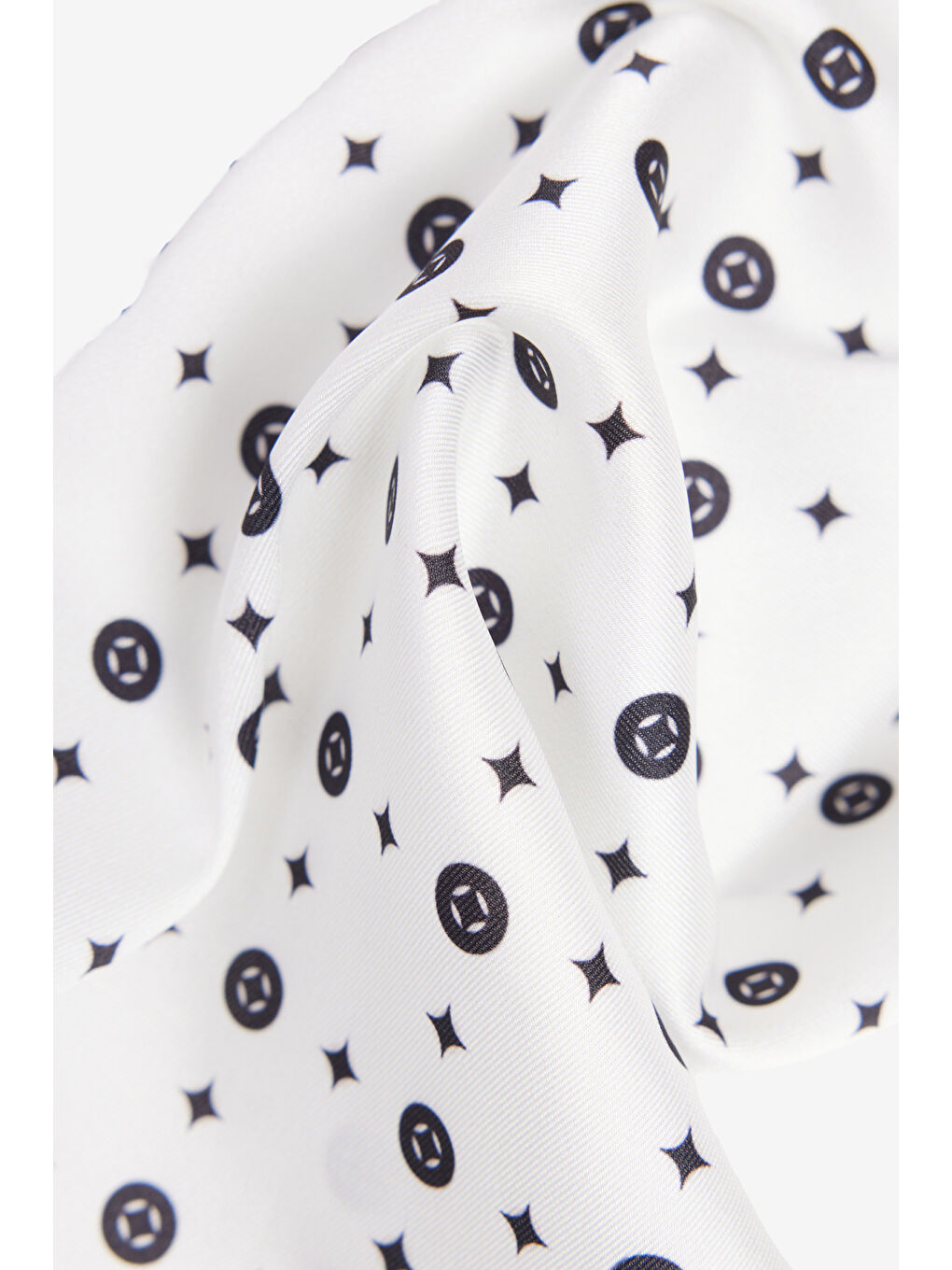 Erkek Beyaz-Siyah-Gri Desenli Mendil-2