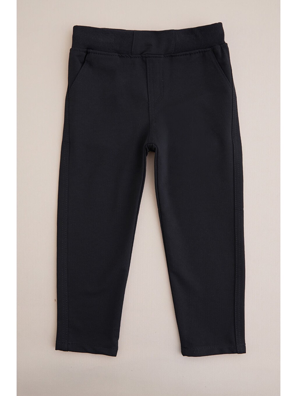 Siyah Beli Bağcıklı Penye Kumaş Unisex Çocuk Pantolon