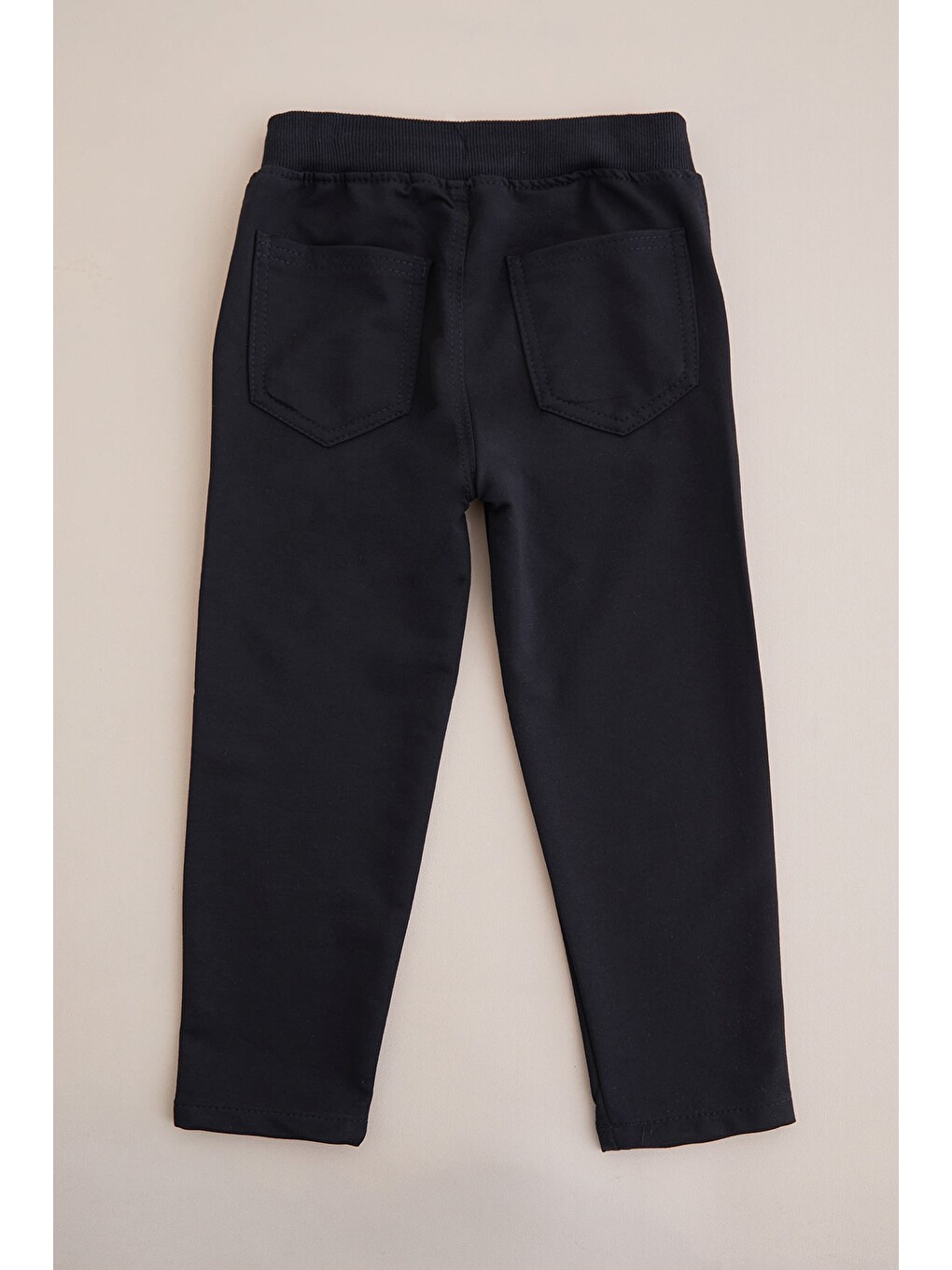 Siyah Beli Bağcıklı Penye Kumaş Unisex Çocuk Pantolon-3