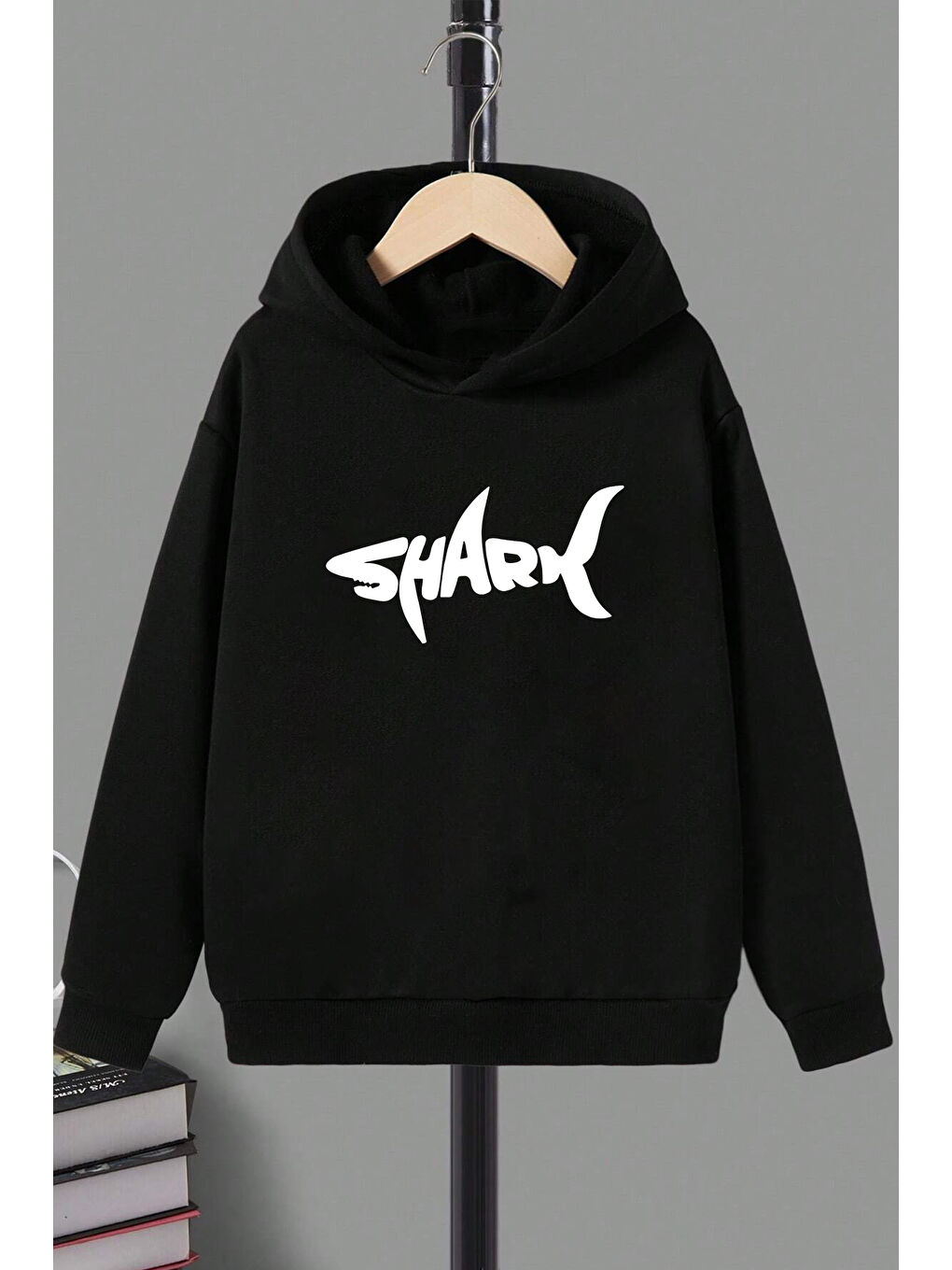 uyguntarz Siyah Çocuk Shark Baskılı Sweatshirt