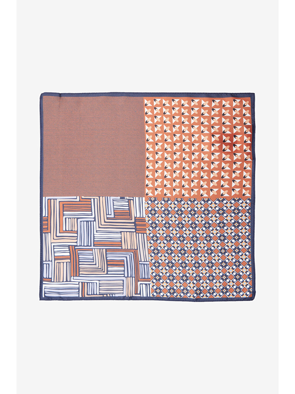 Erkek Kahverengi-Lacivert Desenli Mendil-1