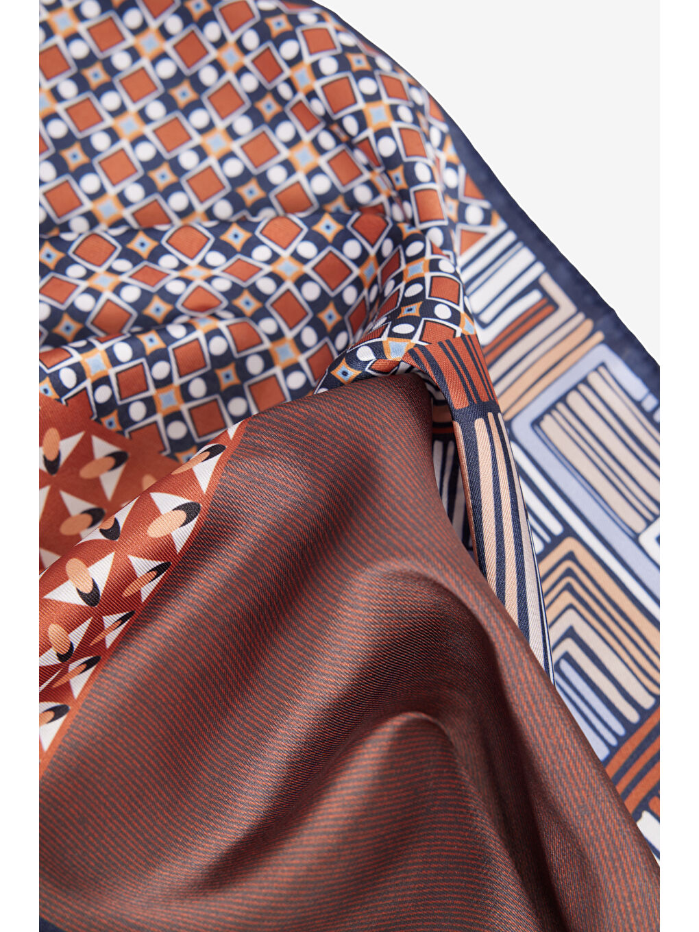 Erkek Kahverengi-Lacivert Desenli Mendil-2