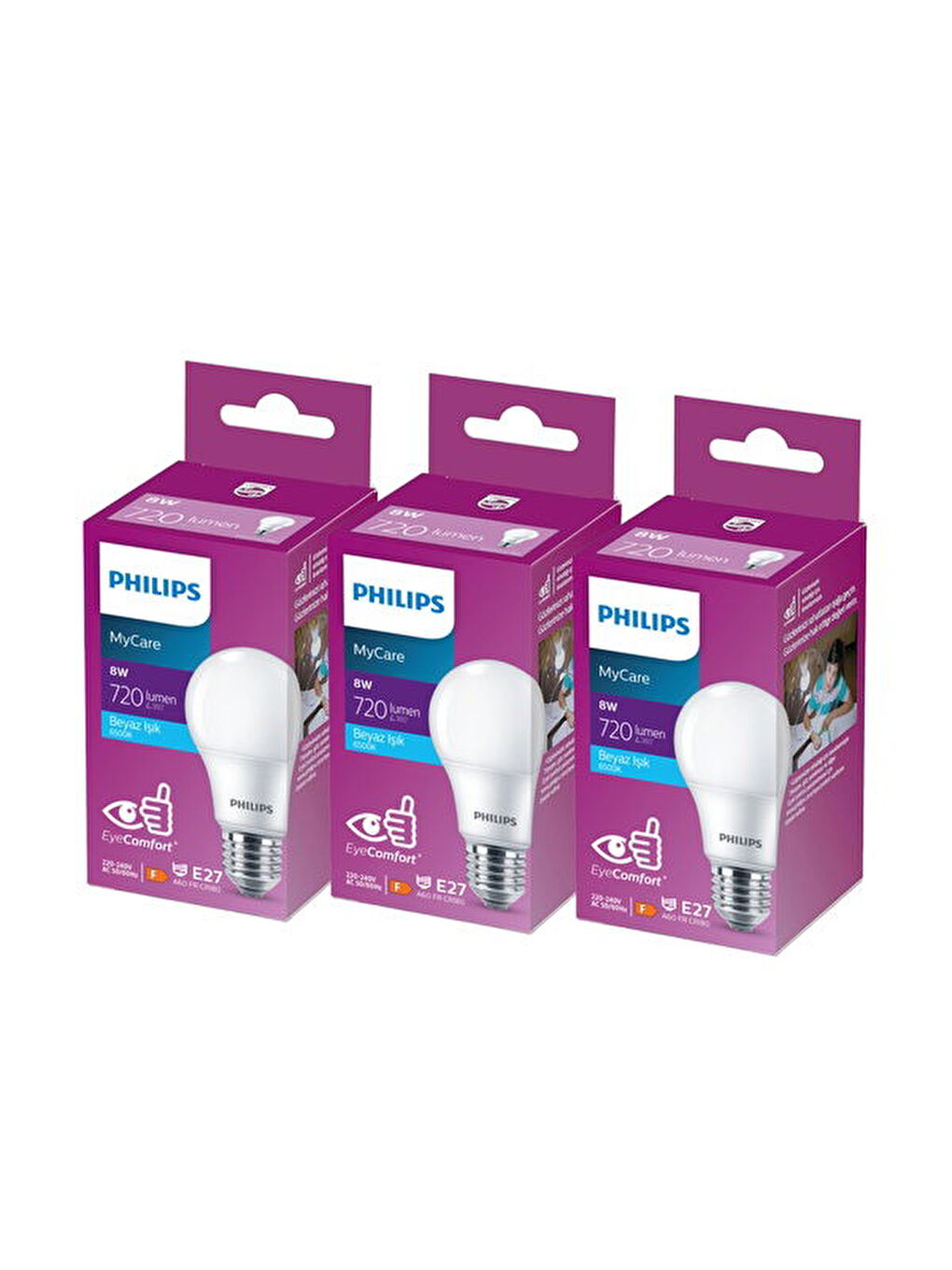 LedBulb 8-60W 720Lm E27 New Gen 3’Lü Ampul - 6500K - Beyaz Işık-2