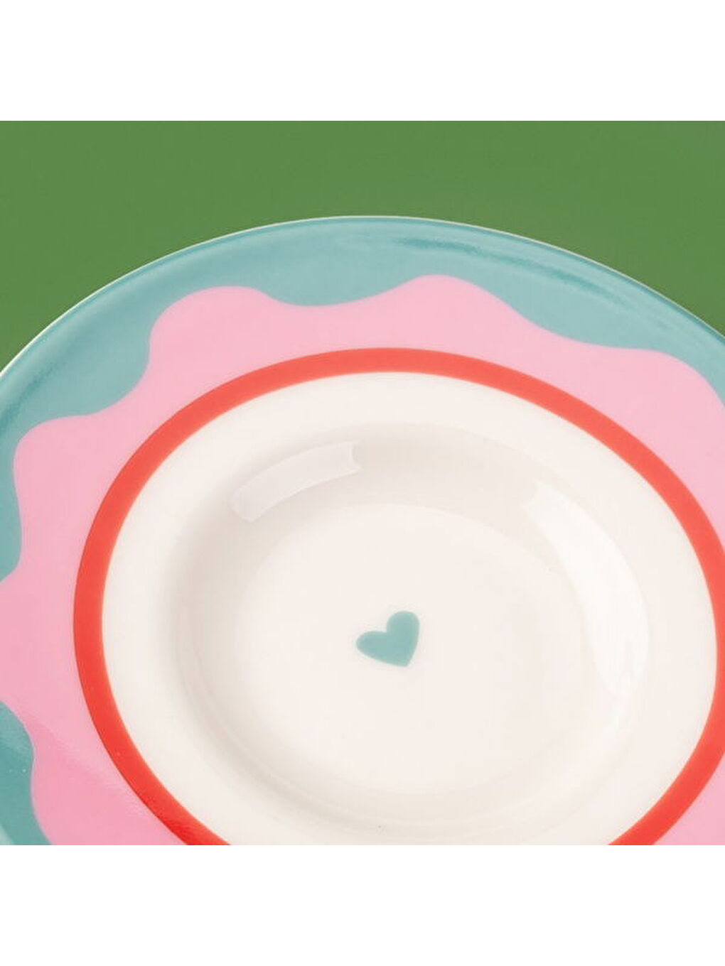 Kitchen Granny Çay Tabağı - Yeşil / Pembe - 13 cm-1