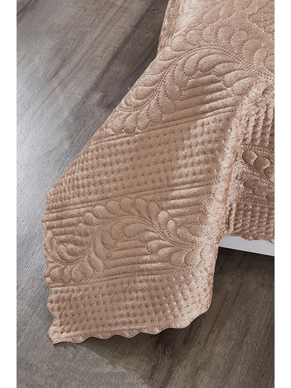 Kahverengi Velica Tek Kişilik Kadife Yatak Örtüsü Cappucino-7